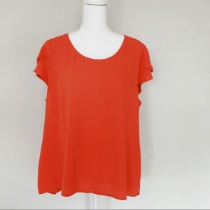 🌸 Versona Orange Cap Sleeve Top - Like new!